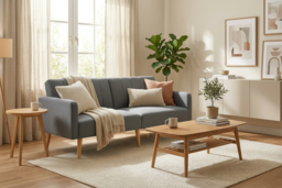Grey Fabric 2-Seater Click Clack Sofa Bed - Modern Split Back, Space-Saving Design - thumbnail 6