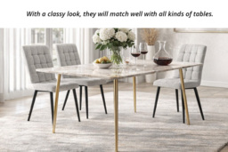 PRICE DROP! 4-Piece Tufted Modern Armless Dining Chairs Set with Metal Legs - thumbnail 3