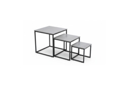 3pc Industrial Nesting Coffee Table Set with Woodgrain Tops & Metal Frame - 3 Colours - thumbnail 4
