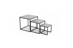 3pc Industrial Nesting Coffee Table Set with Woodgrain Tops & Metal Frame - 3 Colours - thumbnail 8