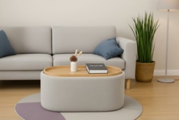 Merida Boucle Upholstered Ottoman with Reversible Tray Lid - Bedroom Storage, Grey or White, Fully Assembled - thumbnail 3
