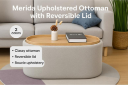 Merida Boucle Upholstered Ottoman with Reversible Tray Lid - Bedroom Storage, Grey or White, Fully Assembled - thumbnail 6