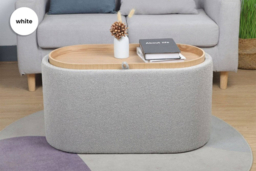 Merida Boucle Upholstered Ottoman with Reversible Tray Lid - Bedroom Storage, Grey or White, Fully Assembled - thumbnail 8