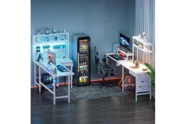 EcoFurnix FSC Solid Wood Corner TV Stand with LED, Storage & Power - Contemporary 150cm - image 1