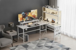 EcoFurnix FSC Solid Wood Corner TV Stand with LED, Storage & Power - Contemporary 150cm - thumbnail 2