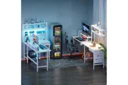 EcoFurnix FSC Solid Wood Corner TV Stand with LED, Storage & Power - Contemporary 150cm