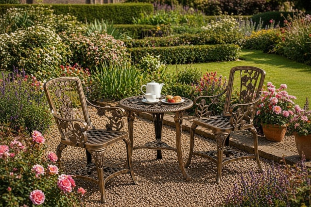Bronze UV-stabilised PVC 3-Piece Rose Bistro Set - Weather-Resistant Outdoor Garden Furniture - image 1