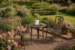 Bronze UV-stabilised PVC 3-Piece Rose Bistro Set - Weather-Resistant Outdoor Garden Furniture - thumbnail 1