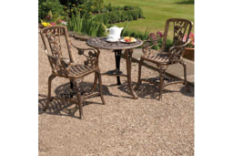 Bronze UV-stabilised PVC 3-Piece Rose Bistro Set - Weather-Resistant Outdoor Garden Furniture - thumbnail 7