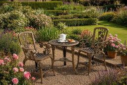 Bronze UV-stabilised PVC 3-Piece Rose Bistro Set - Weather-Resistant Outdoor Garden Furniture - thumbnail 5