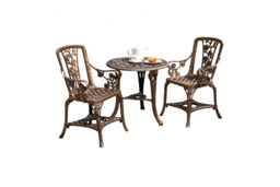 Bronze UV-stabilised PVC 3-Piece Rose Bistro Set - Weather-Resistant Outdoor Garden Furniture - thumbnail 2