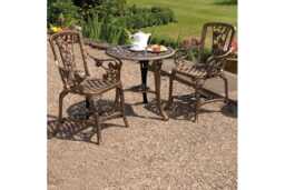 Bronze UV-stabilised PVC 3-Piece Rose Bistro Set - Weather-Resistant Outdoor Garden Furniture - thumbnail 3