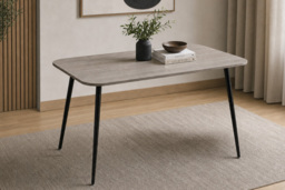 Dining Table with MDF Wood-Grain Top and Metal Legs - thumbnail 2