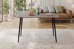 Dining Table with MDF Wood-Grain Top and Metal Legs - thumbnail 4