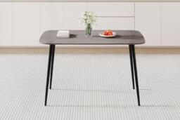 Dining Table with MDF Wood-Grain Top and Metal Legs - thumbnail 3