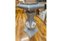 Silver Mirrored Side Table with Crushed Diamond Glitter - Contemporary Accent Furniture, Easy-Clean, 40x60cm - thumbnail 5
