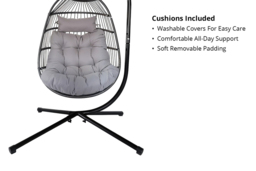 CLEARANCE! Stylish Dark Grey Hanging Egg Chair with Cushions - Over 2 Metres Tall! - thumbnail 4