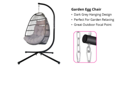 CLEARANCE! Stylish Dark Grey Hanging Egg Chair with Cushions - Over 2 Metres Tall! - thumbnail 3