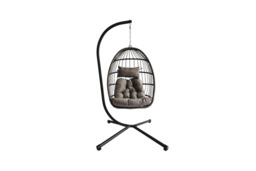 Luxury Hanging Egg Chair with Plush Cushion - 2 Colours - thumbnail 3