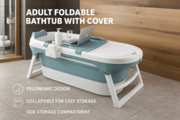Adult Foldable Home Spa Bathtub with Cover - Relaxation Oasis - thumbnail 6