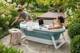 Adult Foldable Home Spa Bathtub with Cover - Relaxation Oasis - thumbnail 1
