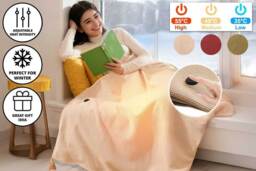 USB Electric Heated Blanket Shawl with Adjustable Temperature - 3 Colours - thumbnail 2