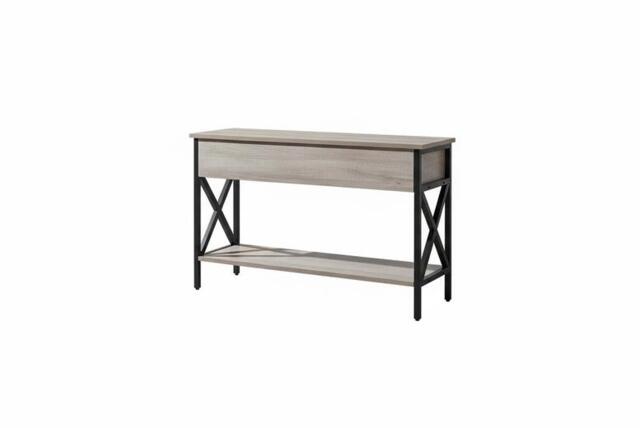 Rustic Narrow Console Table with Drawers and Open Shelves - Grey - image 1