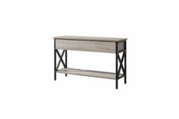 Rustic Narrow Console Table with Drawers and Open Shelves - Grey - thumbnail 1