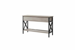 Rustic Narrow Console Table with Drawers and Open Shelves - Grey - thumbnail 5