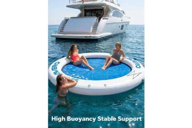 EcoFurnix Inflatable Pool & Beach Floating Hammock Ring with Cup Holders - Outdoor Water Lounger for Family Fun - image 1