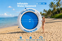 EcoFurnix Inflatable Pool & Beach Floating Hammock Ring with Cup Holders - Outdoor Water Lounger for Family Fun - thumbnail 3