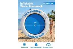 EcoFurnix Inflatable Pool & Beach Floating Hammock Ring with Cup Holders - Outdoor Water Lounger for Family Fun - thumbnail 3