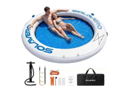 EcoFurnix Inflatable Pool & Beach Floating Hammock Ring with Cup Holders - Outdoor Water Lounger for Family Fun - thumbnail 6