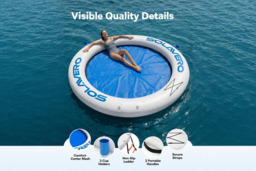 EcoFurnix Inflatable Pool & Beach Floating Hammock Ring with Cup Holders - Outdoor Water Lounger for Family Fun - thumbnail 2