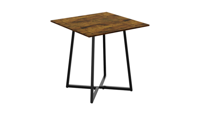 Wood-Grain Top Dining Table with Metal Base - image 1