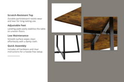 Wood-Grain Top Dining Table with Metal Base - thumbnail 7