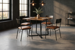Wood-Grain Top Dining Table with Metal Base - thumbnail 8