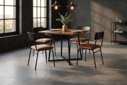 Wood-Grain Top Dining Table with Metal Base - thumbnail 4