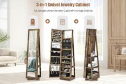 Rotating Full-Length Mirrored Jewellery Cabinet - thumbnail 3