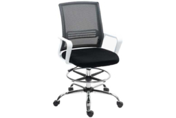 Ergonomic Mesh Office Draughtsman Chair - Adjustable Height, Lumbar Support, Foot Ring, Black, 120kg Capacity - thumbnail 5