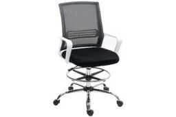 Ergonomic Mesh Office Draughtsman Chair - Adjustable Height, Lumbar Support, Foot Ring, Black, 120kg Capacity - thumbnail 1