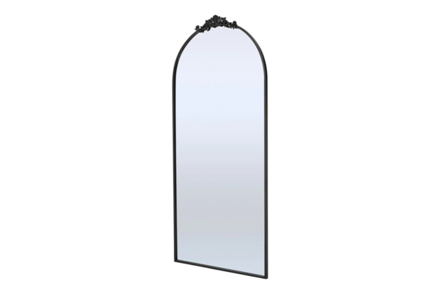 Vintage- Arched Black Metal Framed Mirror - image 1
