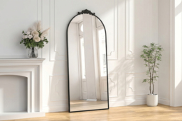 Vintage- Arched Black Metal Framed Mirror - thumbnail 2