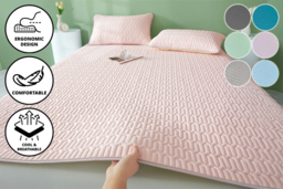 PRICE DROP! Hotel Quality Quilted Cooling Mattress Pad Set - 4 Sizes, 7 Colours, Breathable Polyester - thumbnail 4