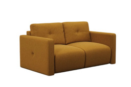 Wilfie 2 Seater Chenille Upholstered Sofa - Mustard & Beige