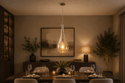 Droplet Glass Pendant Light with Amber Shade - thumbnail 2