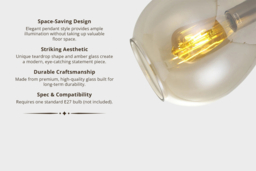 Droplet Glass Pendant Light with Amber Shade - thumbnail 7