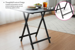 Classic Black Folding Dining Table, Retro Design, Easy Storage & Use - thumbnail 4