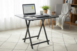 Classic Black Folding Dining Table, Retro Design, Easy Storage & Use - thumbnail 3