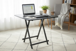 Classic Black Folding Dining Table, Retro Design, Easy Storage & Use - thumbnail 7